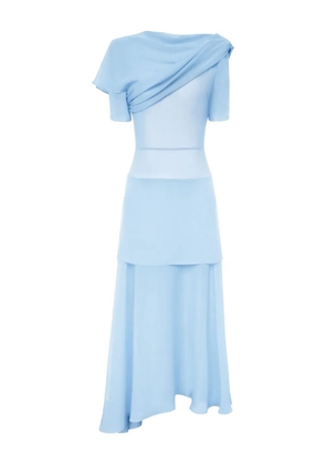 POST MERIDIEM asymmetrical ruffled midi dress - Blue