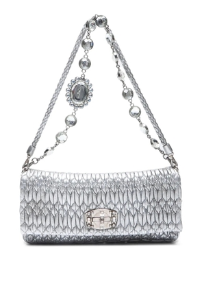 Miu Miu Pre-Owned 2010s matelasse crystal shoulder bag - Silver