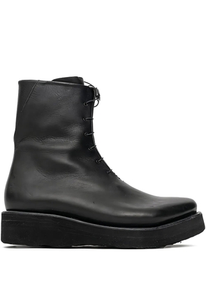 Devoa lace-up side-zip biker boots - Black