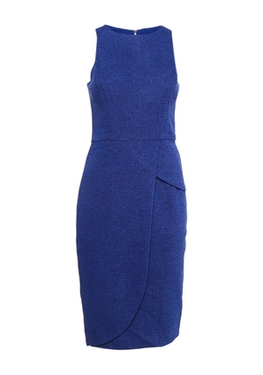 Badgley Mischka tweed sleeveless midi dress - Blue