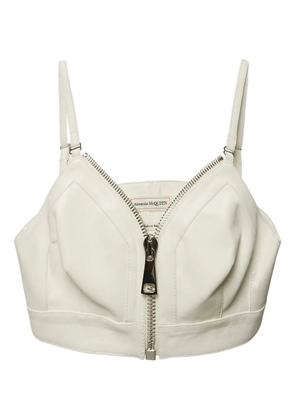 Alexander McQueen Pre-Owned leather zip top - Neutrals