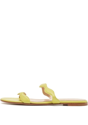 Gianvito Rossi wave-strap leather flat sandals - Green