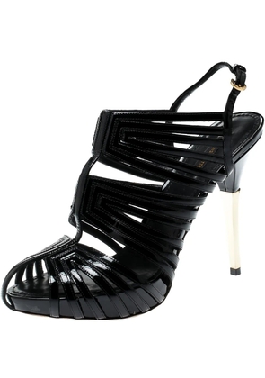 Louis Vuitton Pre-Owned 120mm patent leather slingback sandals - Black