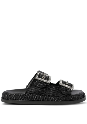 ALIBI double-buckle flat sandals - Black