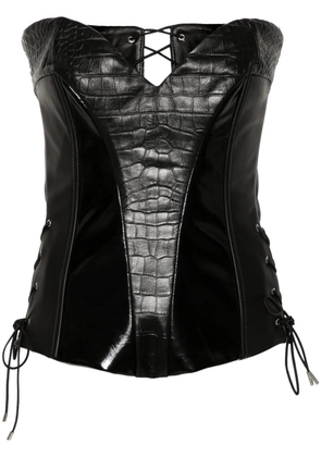 MITILIANE COUTURE crocodile-embossed trim corset top - Black