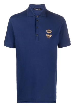 Dolce & Gabbana embroidered emblem polo shirt - Blue