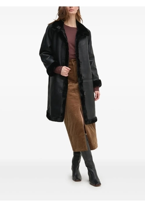 Pedro Del Hierro faux-fur trimmed coat - Black