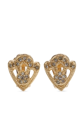 Christian Dior Pre-Owned rhinestone-embellished clip-on earrings - Gold