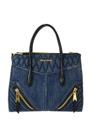 Miu Miu Pre-Owned 2010s Biker quilted denim handbag - Blue