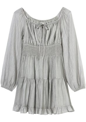 b+ab smocked ruffle-hem minidress - Grey
