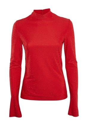 Ferragamo Pre-Owned crystal-embellished high-neck top - Red