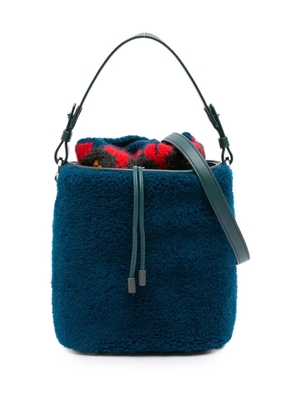 Loro Piana Pre-Owned 2021-2025 Artemis Shearling And Knit Bucket Bag satchel - Blue