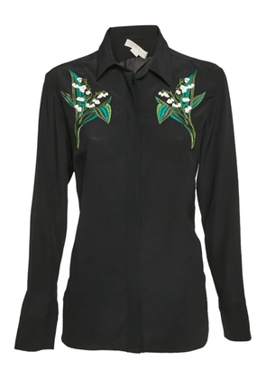Stella McCartney Pre-Owned floral-embroidered shirt - Black