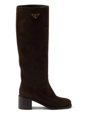 Prada 55mm suede boots - Brown