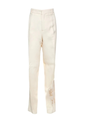Rochas Vintage pre-owned floral embroidery trousers - Neutrals