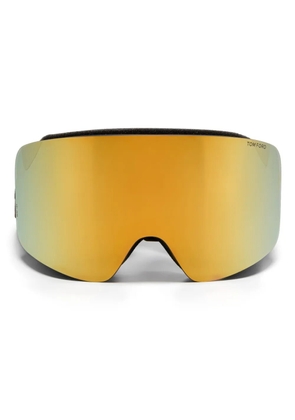 TOM FORD Eyewear logo-band mirrored-lenses ski goggles - Brown