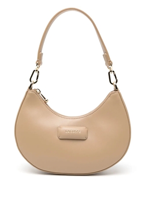 Lacoste logo-appliqué half-moon bag - Brown