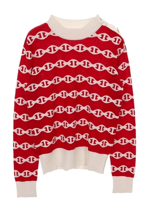 Hermès Pre-Owned 2010s Chaîne d'Ancre-patterned sweater - Red