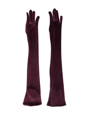 Mugler logo-embellished long gloves - Red