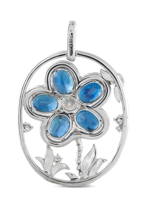 LB Exclusive platinum diamond and sapphire flower pendant - Silver