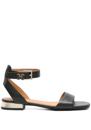 Tommy Hilfiger logo-plaque leather sandals - Black