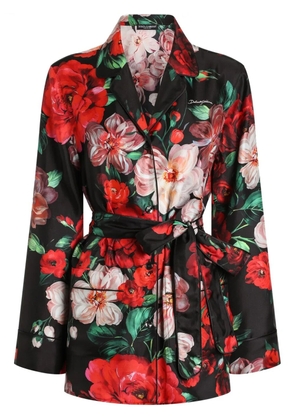 Dolce & Gabbana Rose-print twill shirt - Black