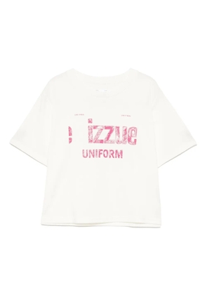 izzue logo-print T-shirt - Neutrals