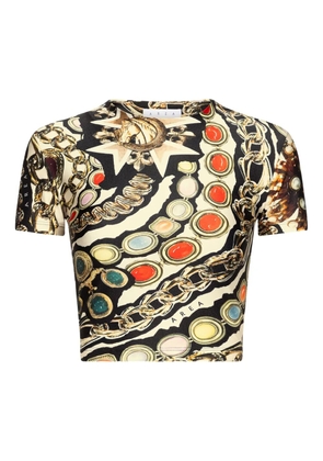 AREA printed cropped t-shirt - Neutrals