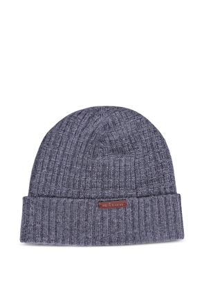 Kiton ribbed label beanie hat - Grey