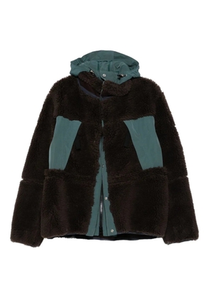 sacai faux-shearling panelled jacket - Brown