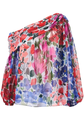 Carolina Herrera Jardin-print one-shoulder top - Red
