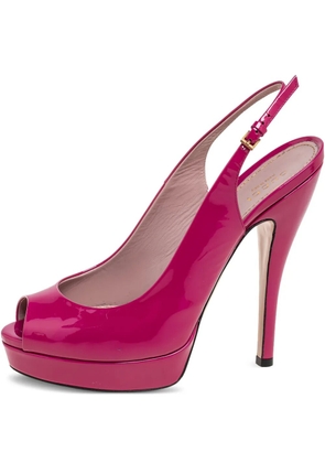 Gucci Pre-Owned 135mm patent-leather slingback pumps - Pink