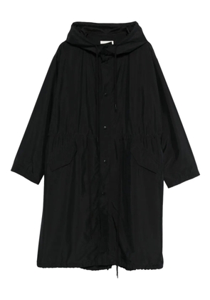 6397 hooded drawstring coat - Black