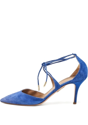 Aquazzura pre-owned 80mm Matilde lace-up pointed-toe pumps - Blue