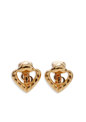 Christian Dior Pre-Owned logo heart earrings - Gold