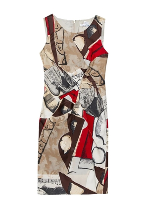 Oscar de la Renta Pre-Owned abstract-pattern print midi dress - Brown