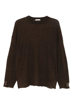 Haikure frayed-hemline round-neck sweater - Brown