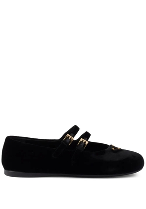 Prada velvet-finish ballerina shoes - Black