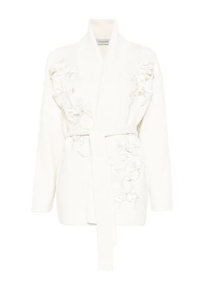 Golden Goose floral-embellished belted cardigan - Neutrals