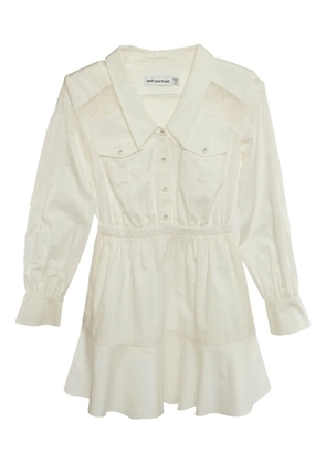 Self-Portrait lace panel mini dress - White