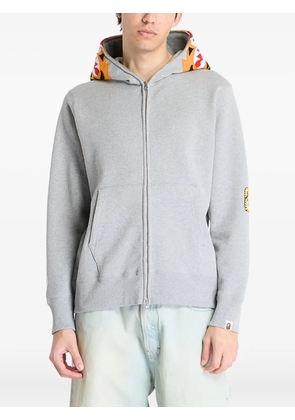 A BATHING APE® tiger-embroidered zip-up hoodie - Grey