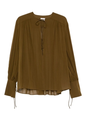 THE ANDAMANE tie-neck gathered blouse - Green