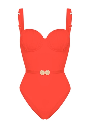 Noire Swimwear belted ruched balconette swimsuit - Orange