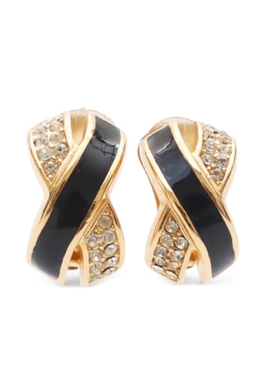 Christian Dior Pre-Owned 2000s rhinestone clip-on earrings - Black