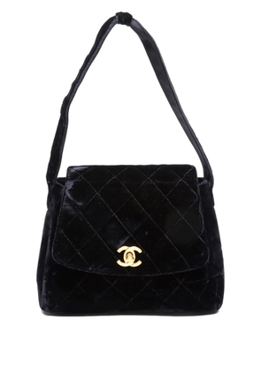 CHANEL Pre-Owned 1996-1997 velvet turn-lock CC-mark shoulder bag - Black