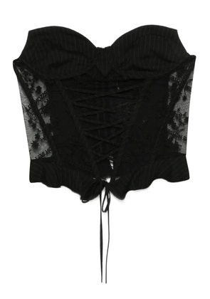 Andersson Bell stripe logo lace corset top - Black