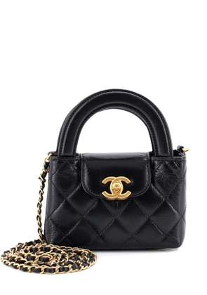CHANEL Pre-Owned Kelly Top Handle Shopping Bag Quilted Shiny Aged Calfskin Nano crossbody bag - Black