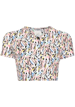 CHANEL Pre-Owned 1995 shoe-print cropped T-shirt - White