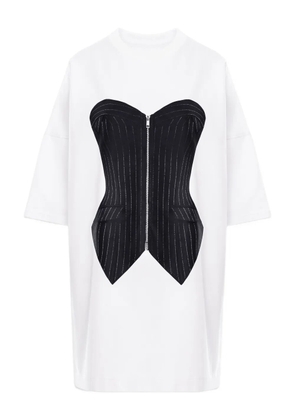 HAMZA stripes printed mini dress - White