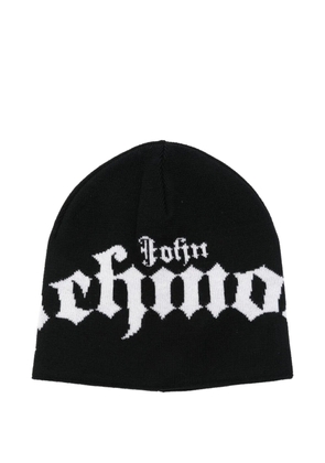 John Richmond logo-intarsia wool beanie - Black
